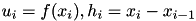$u_i = f(x_i), h_i = x_i - x_{i-1}$